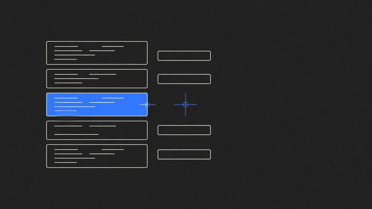 A document split into chunk slabs, one highlighted with a crosshair and a filled probability bar